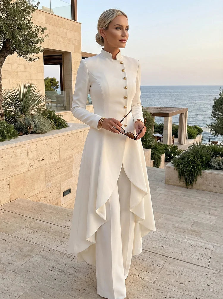 Seraphine Ivory High-Slit Coat Set