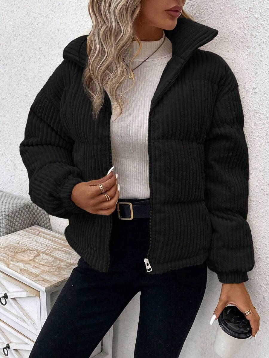 Marnie Zip Front Corduroy Padded Coat - view 9