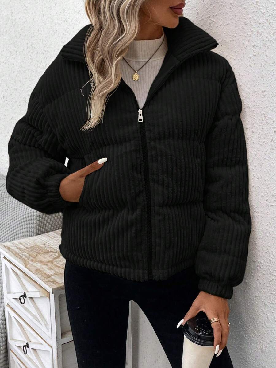 Marnie Zip Front Corduroy Padded Coat - view 11