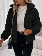 Marnie Zip Front Corduroy Padded Coat - view 12