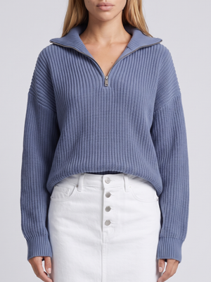 Isla | Half-Zip Ribbed Knit Jumper with Funnel Collar, Cosy Winter Jumper oaklynwear