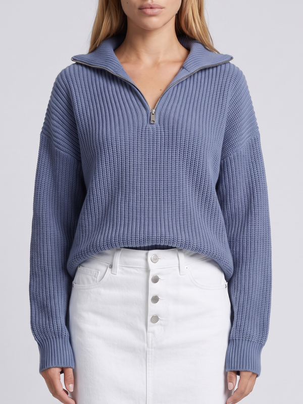 Isla | Half-Zip Ribbed Knit Jumper with Funnel Collar, Cosy Winter Jumper oaklynwear