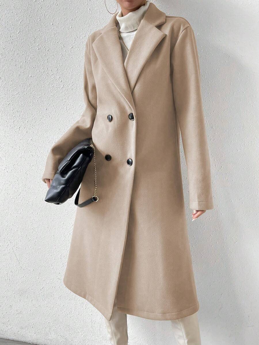 Winnie Long Double-Breasted Lapel Overcoat - view 6