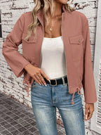 Hettie Stand Collar Drawstring Short Jacket - view 26