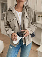 Posy Hooded Drop Shoulder Corduroy Jacket - view 5