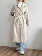 Indie Belted Notched Collar Long Overcoat - view 4