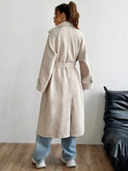 Indie Belted Notched Collar Long Overcoat - view 2