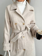 Indie Belted Notched Collar Long Overcoat - view 6