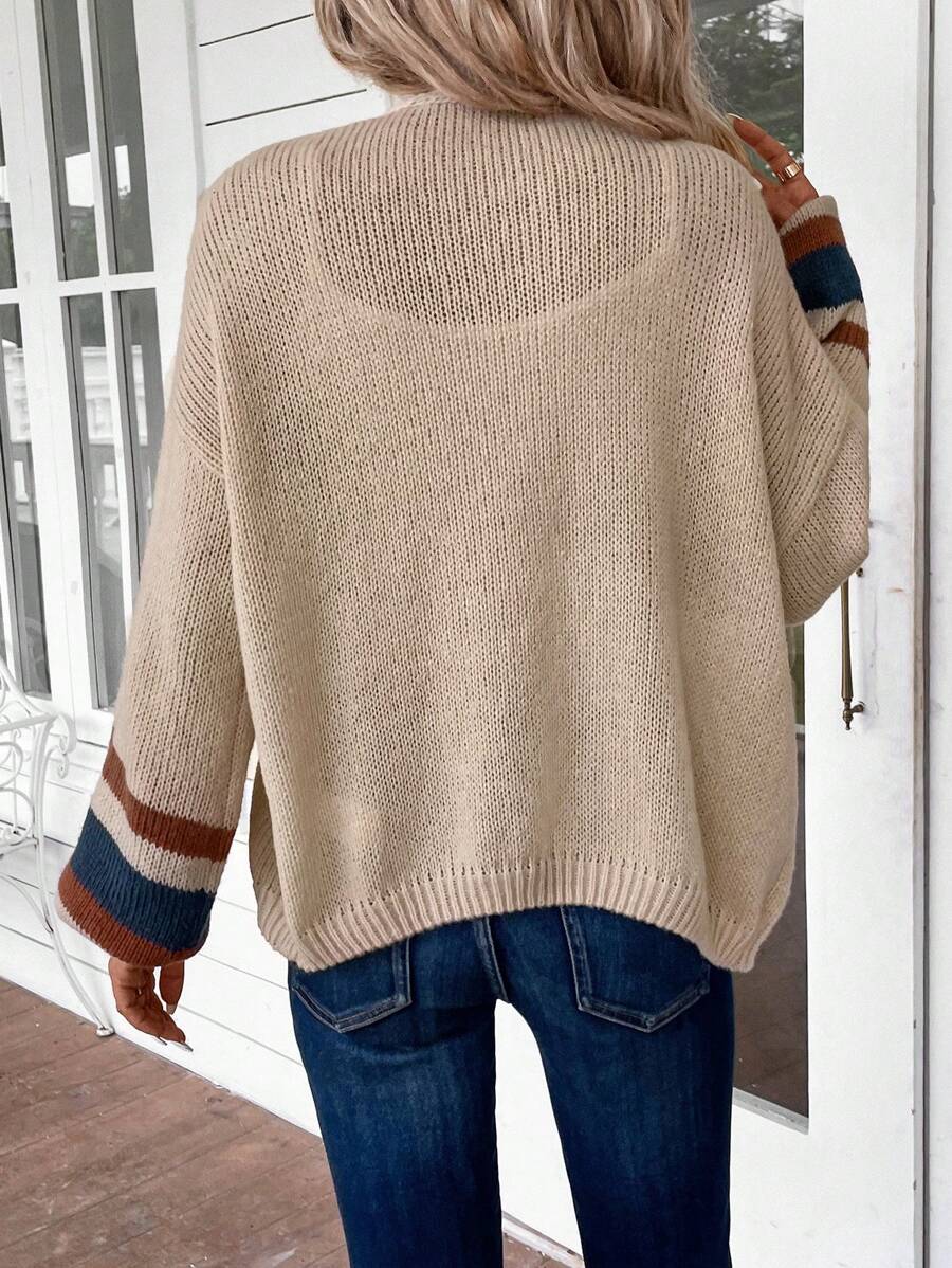 Maya | Colorblock Striped Cardigan with Drop Shoulder, Cozy Everyday Layer oaklynwear