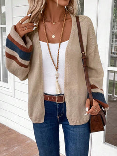 Maya | Colorblock Striped Cardigan with Drop Shoulder, Cozy Everyday Layer oaklynwear
