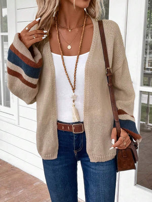 Maya | Colorblock Striped Cardigan with Drop Shoulder, Cozy Everyday Layer oaklynwear