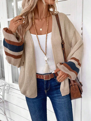 Maya | Colorblock Striped Cardigan with Drop Shoulder, Cozy Everyday Layer oaklynwear