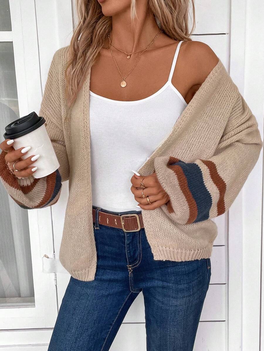 Sophia Colourblock Striped Cardigan with Drop Shoulder - view 6