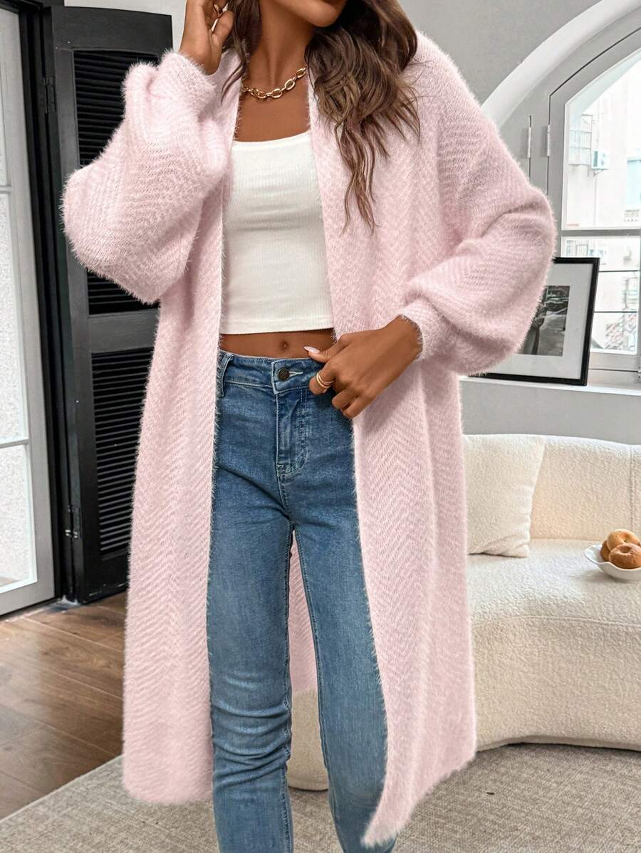 Sadie Chevron Textured Open Front Cardigan - view 7