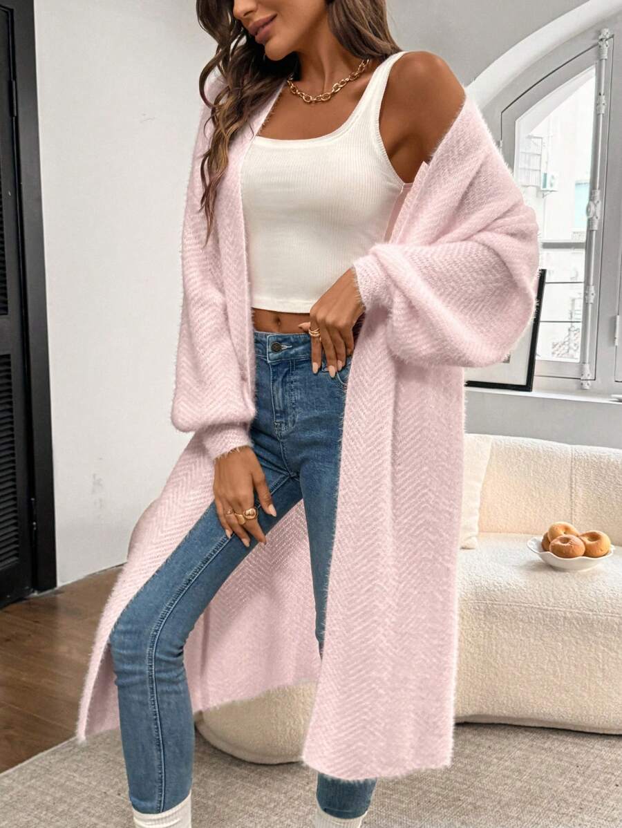 Sadie Chevron Textured Open Front Cardigan - view 9