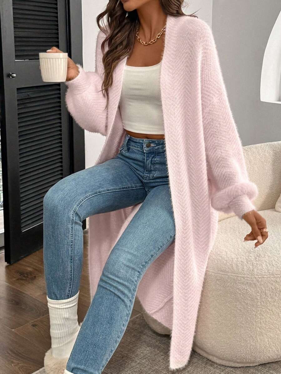 Sadie Chevron Textured Open Front Cardigan - view 12