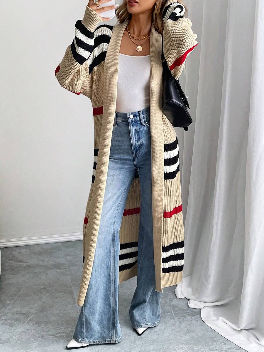 Fern Colourblock Striped Longline Cardigan - view 2