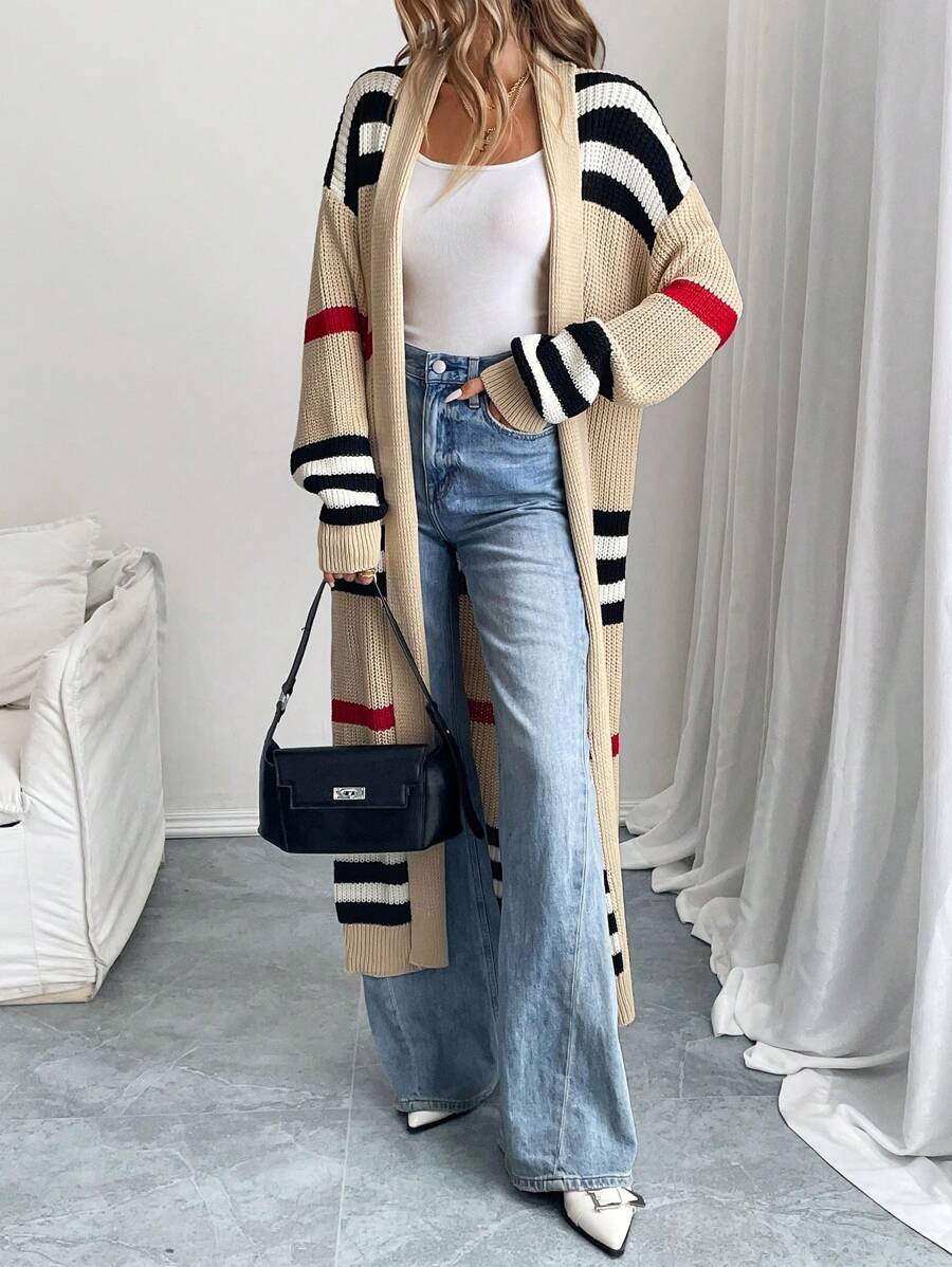 Fern Colourblock Striped Longline Cardigan - view 4