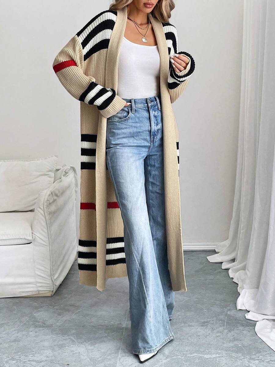 Fern Colourblock Striped Longline Cardigan - view 5