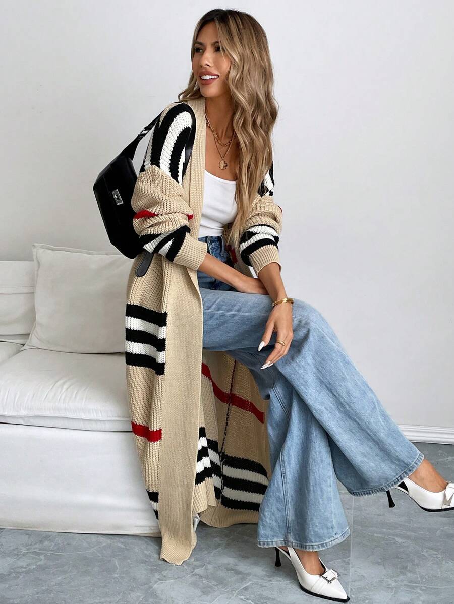 Fern Colourblock Striped Longline Cardigan - view 6