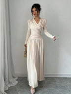 Peggy V-Neck Ruched Wrap Maxi Dress - view 3