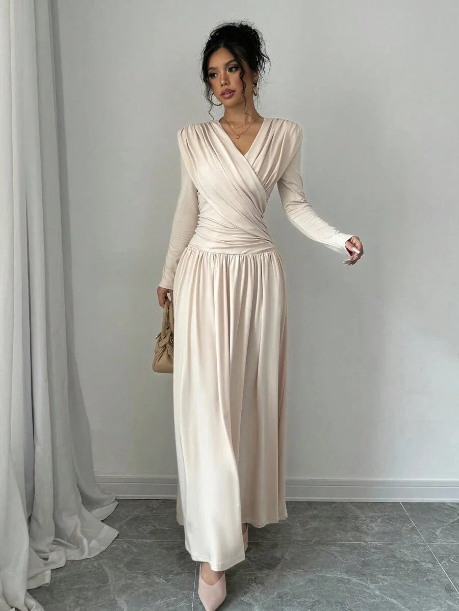 Peggy V-Neck Ruched Wrap Maxi Dress - view 3
