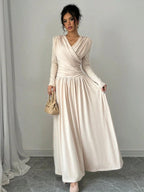 Peggy V-Neck Ruched Wrap Maxi Dress - view 4