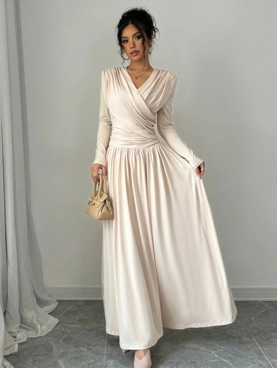 Peggy V-Neck Ruched Wrap Maxi Dress - view 4