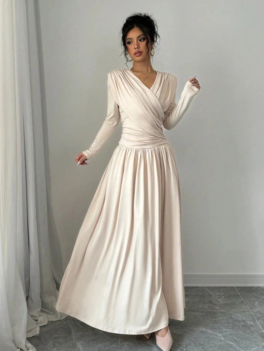 Peggy V-Neck Ruched Wrap Maxi Dress - view 5