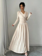 Peggy V-Neck Ruched Wrap Maxi Dress - view 5