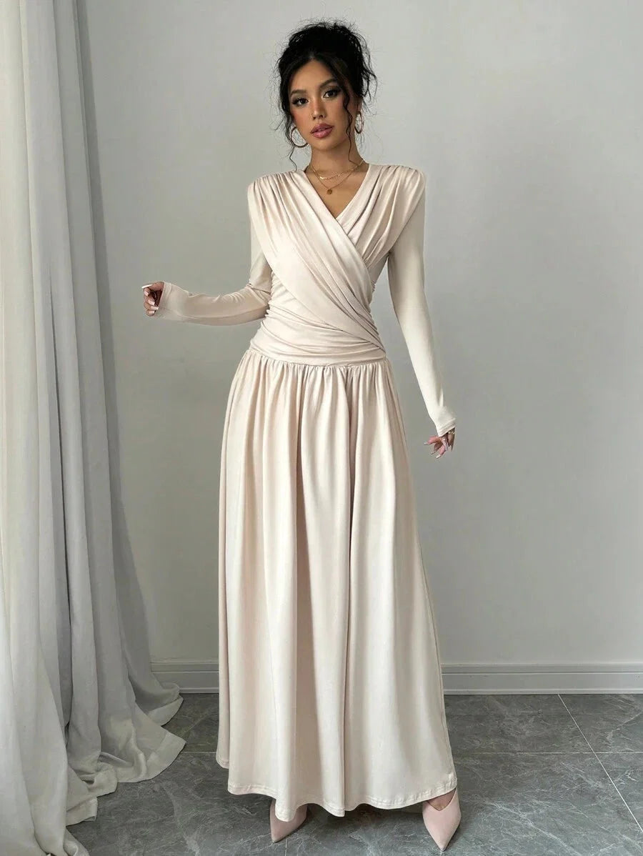 Peggy V-Neck Ruched Wrap Maxi Dress - view 6