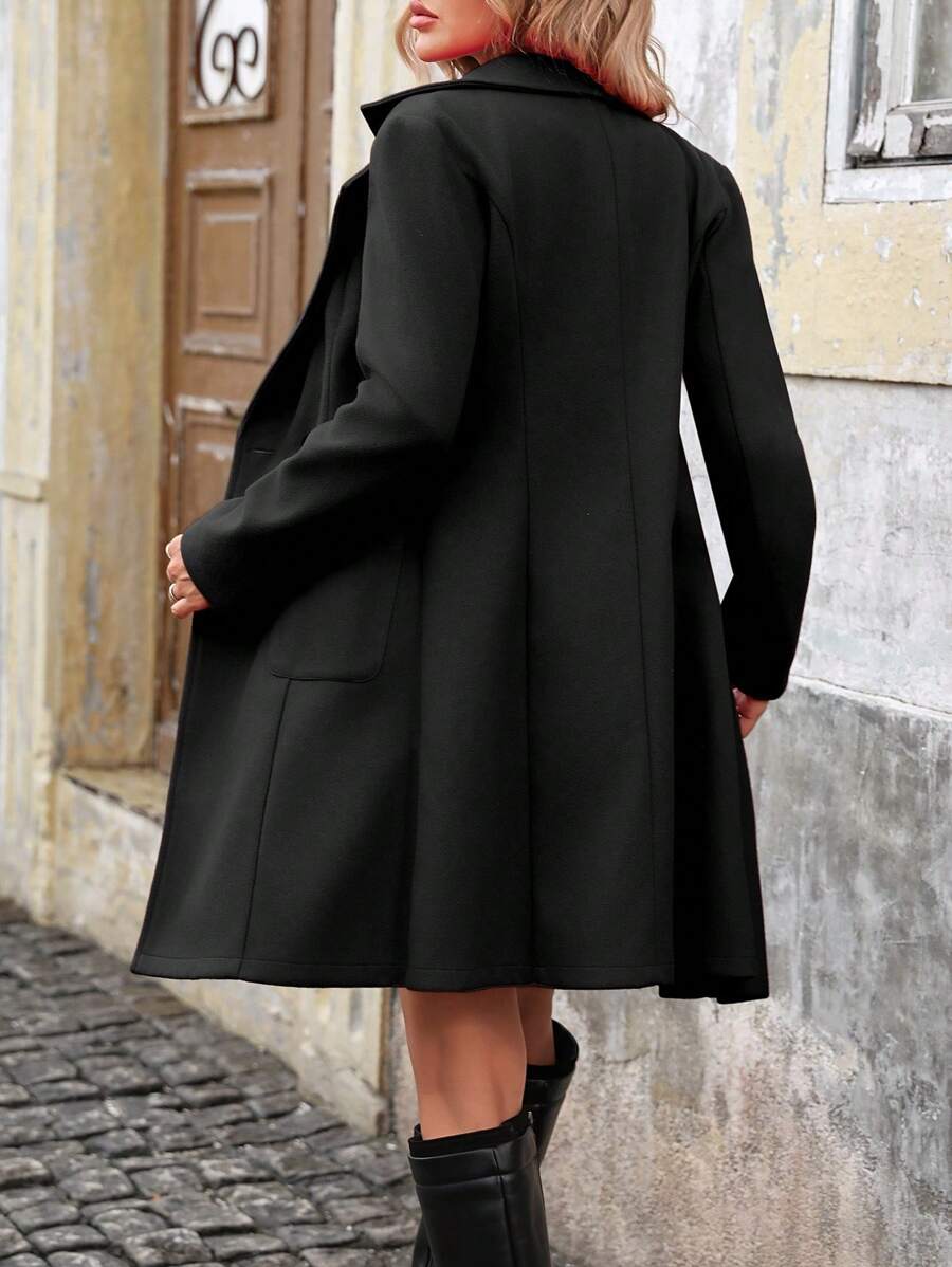 Etta Double-Breasted Notched Lapel Midi Coat - view 2