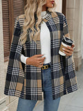 Maeve Plaid Cape Coat with Cloak Sleeves - front view