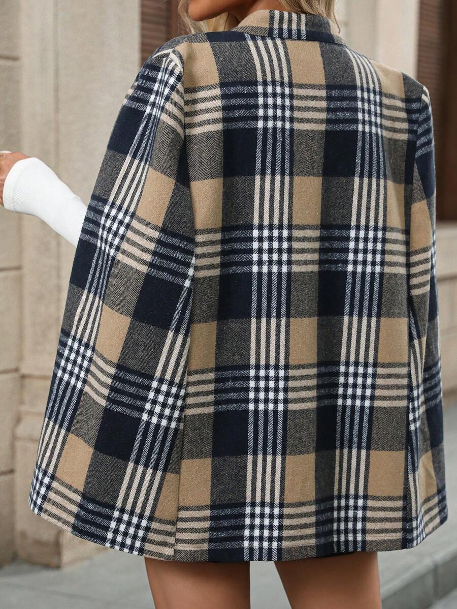 Maeve Plaid Cape Coat with Cloak Sleeves - view 2
