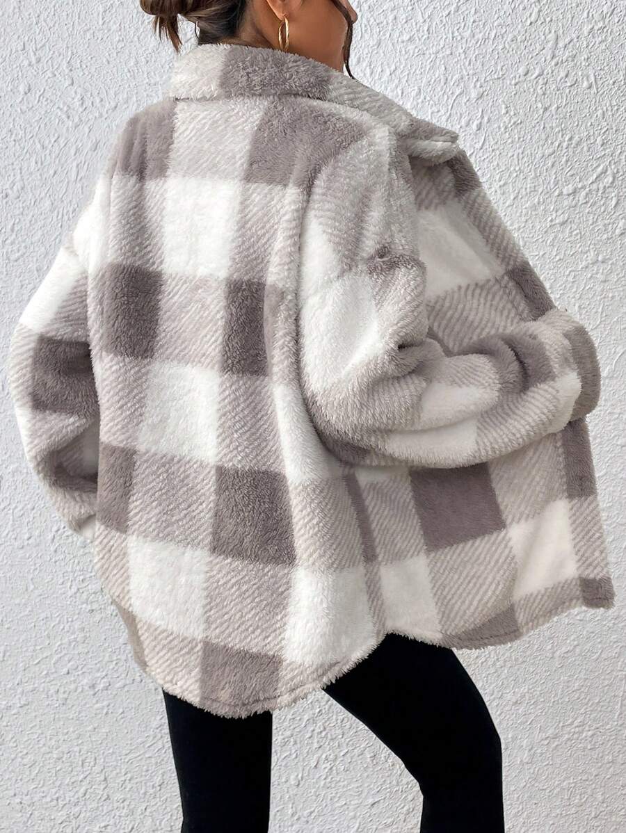 Tamsin Gingham Teddy Button Front Jacket - view 2