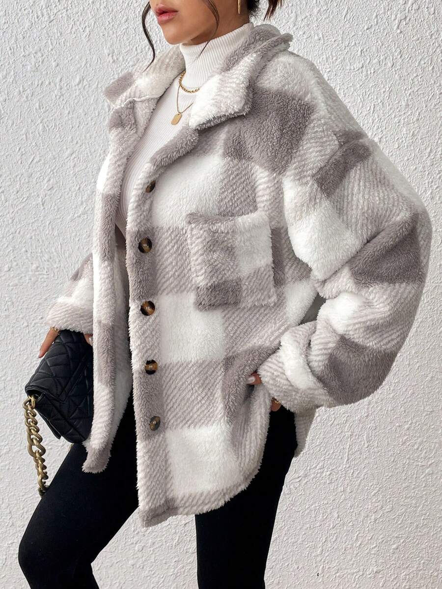 Tamsin Gingham Teddy Button Front Jacket - view 5