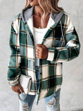 Dolly Plaid Hooded Button Front Jacket - view 3