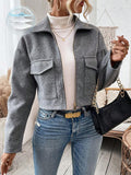Rowan Notched Collar Zip Front Crop Jacket - front view