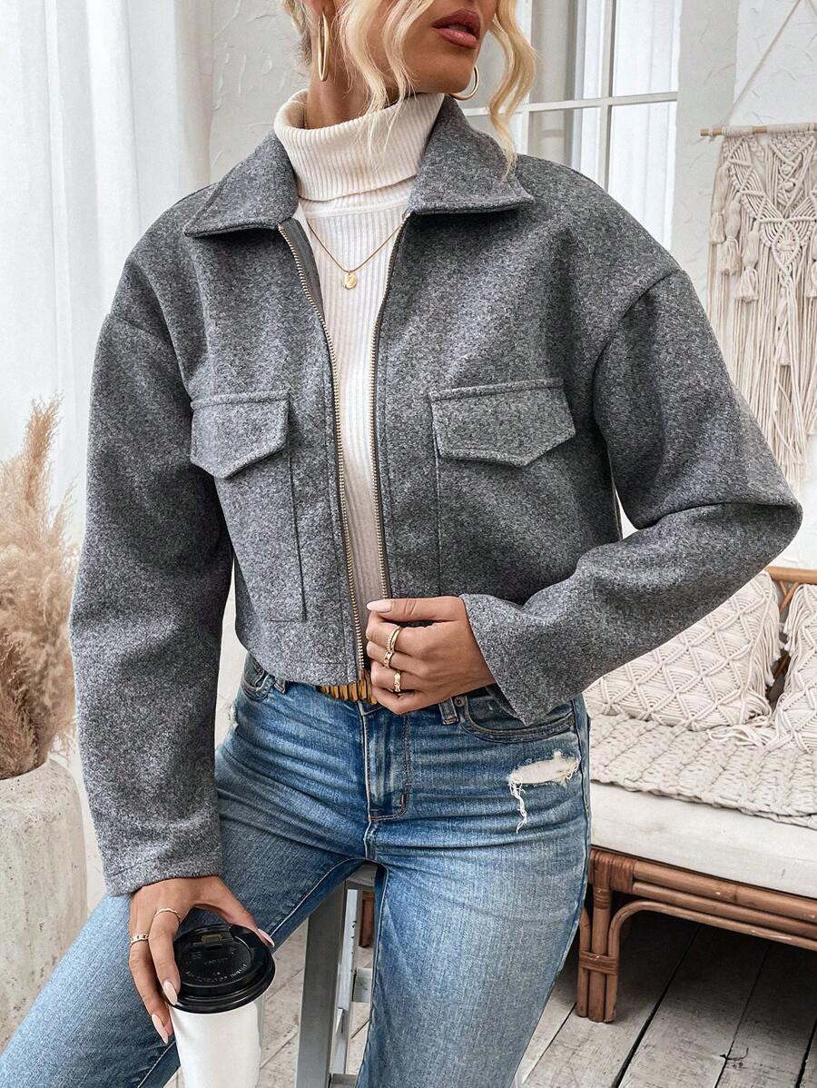 Rowan Notched Collar Zip Front Crop Jacket - view 5