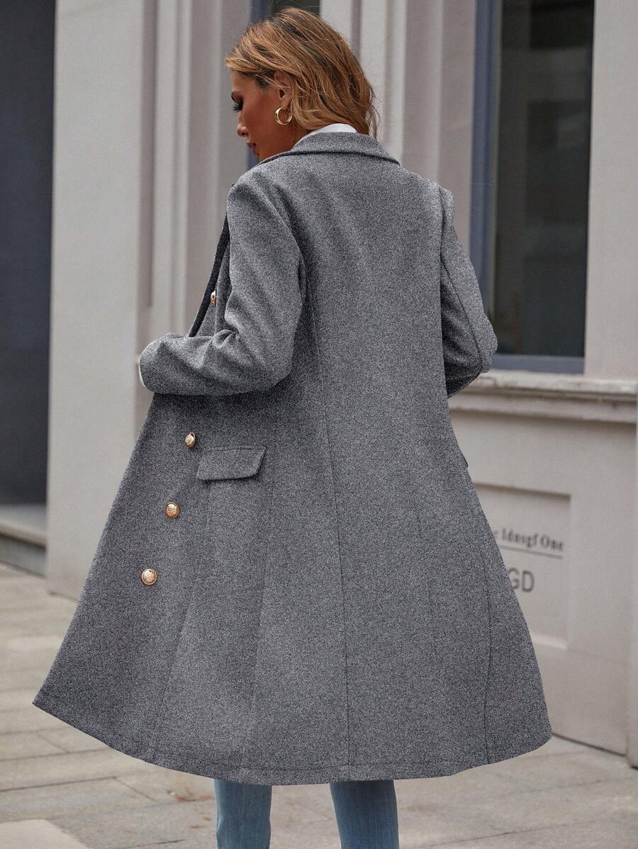Martha Lapel Double Breasted Midi Overcoat - view 3