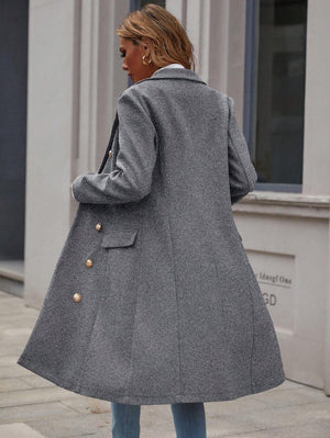 EMERY ROSE Lapel Neck Double Breasted Overcoat For New Year Clothes Fall Winter Cloth For Women oaklynwear