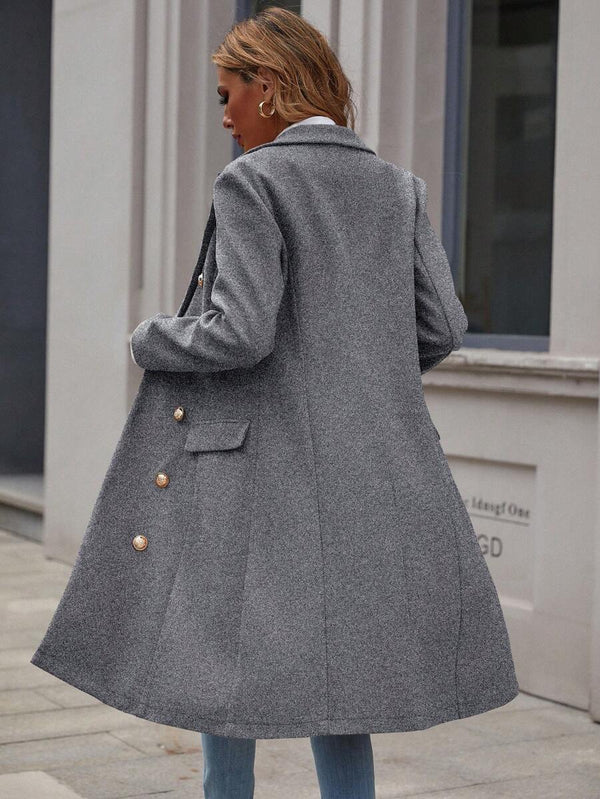 EMERY ROSE Lapel Neck Double Breasted Overcoat For New Year Clothes Fall Winter Cloth For Women oaklynwear