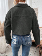 Rowan Notched Collar Zip Front Crop Jacket - view 14