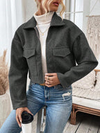 Rowan Notched Collar Zip Front Crop Jacket - view 18