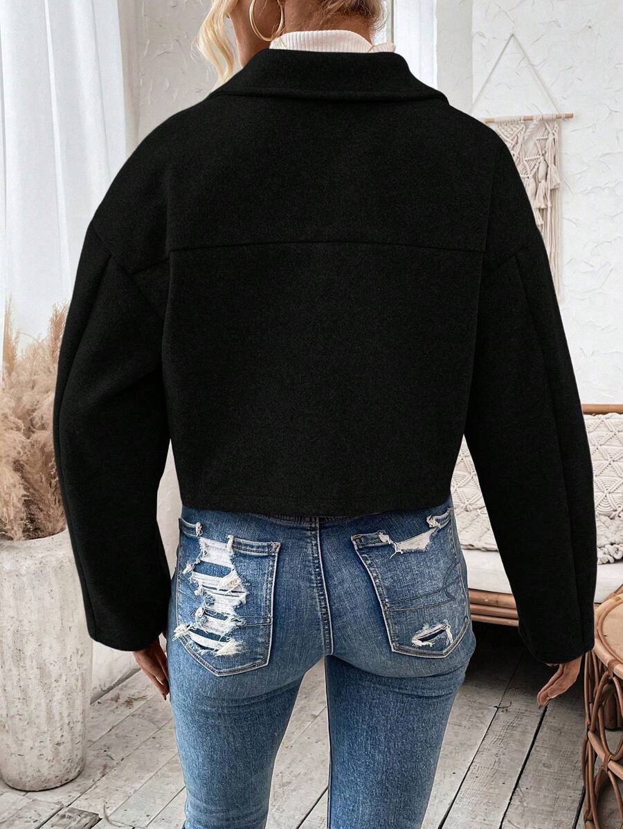Rowan Notched Collar Zip Front Crop Jacket - view 8