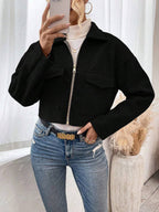 Rowan Notched Collar Zip Front Crop Jacket - view 10