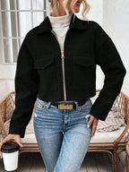 Rowan Notched Collar Zip Front Crop Jacket - view 11