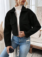 Rowan Notched Collar Zip Front Crop Jacket - view 12