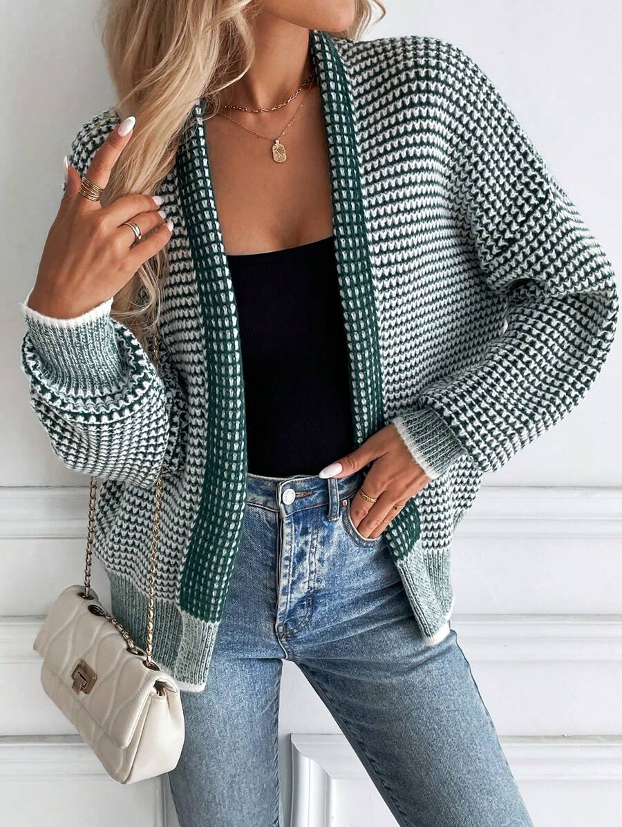 Harper Ombre Knit Open Front Cardigan with Collar - view 2