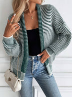 Harper Ombre Knit Open Front Cardigan with Collar - view 2